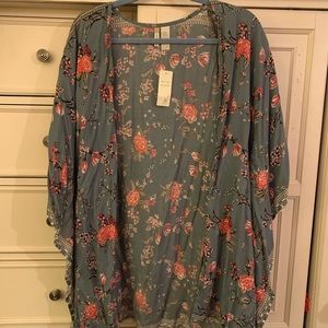 Floral print kimono